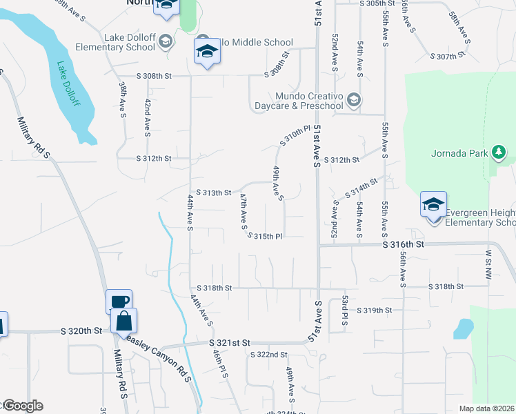 map of restaurants, bars, coffee shops, grocery stores, and more near 31406 48th Avenue South in Auburn
