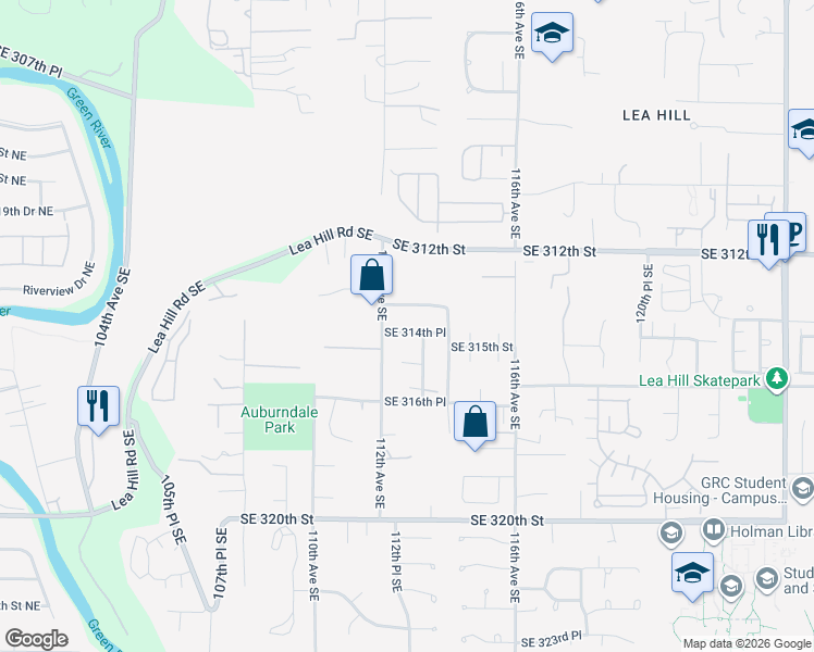 map of restaurants, bars, coffee shops, grocery stores, and more near 11228 Southeast 314th Place in Auburn