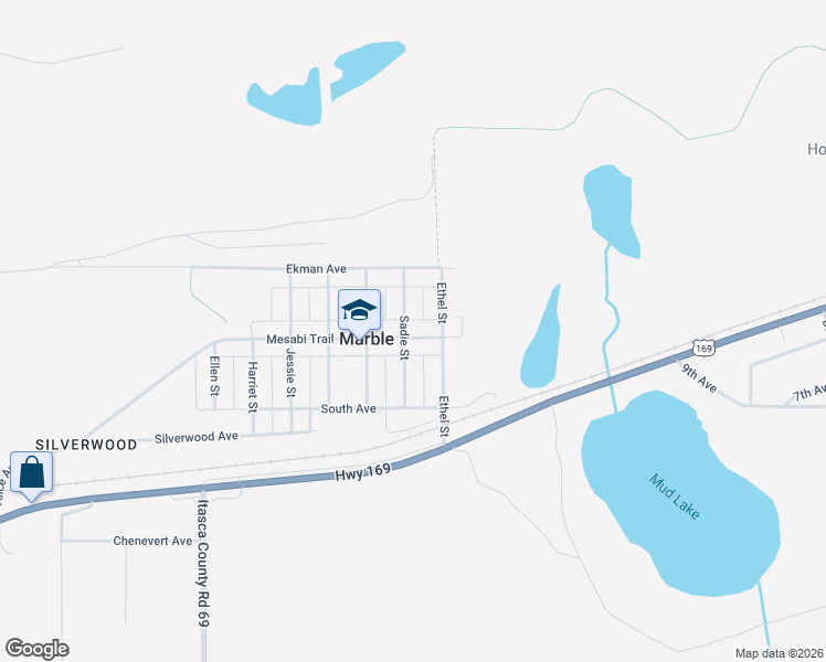 map of restaurants, bars, coffee shops, grocery stores, and more near 109 Alice Avenue in Marble
