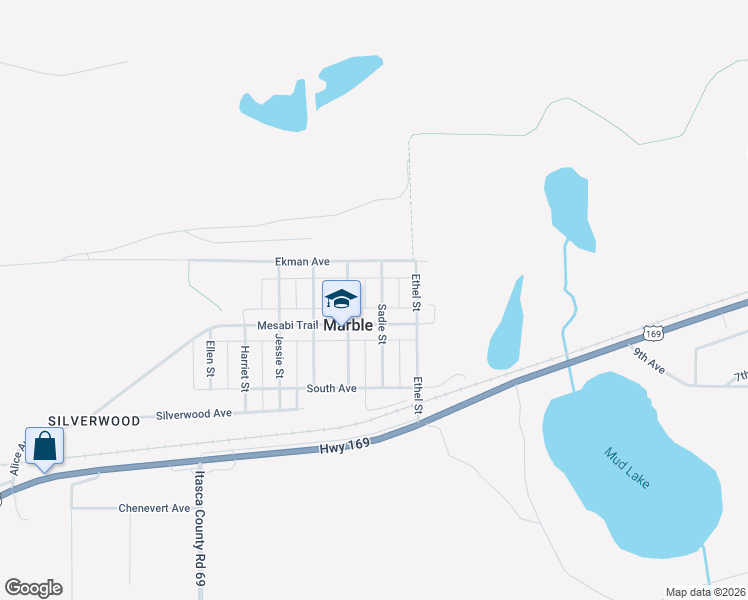 map of restaurants, bars, coffee shops, grocery stores, and more near 109 Alice Avenue in Marble