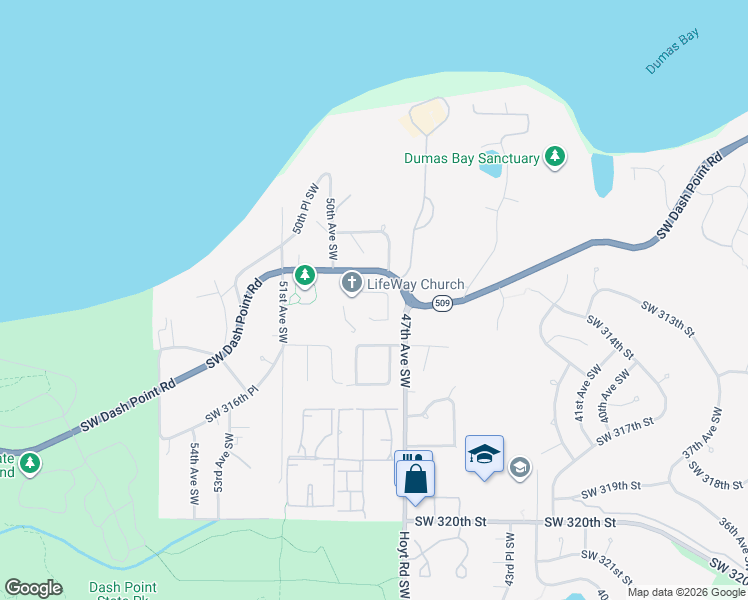 map of restaurants, bars, coffee shops, grocery stores, and more near 4734 Southwest 312th Place in Federal Way