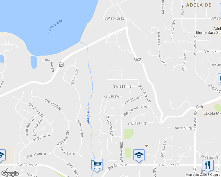 map of restaurants, bars, coffee shops, grocery stores, and more near 3204 Southwest 313th Street in Federal Way