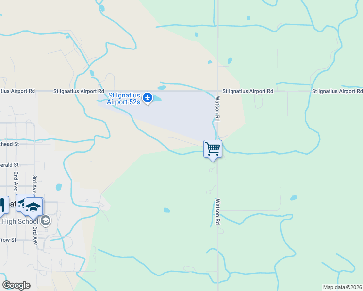 map of restaurants, bars, coffee shops, grocery stores, and more near 61253 Watson Road in Saint Ignatius