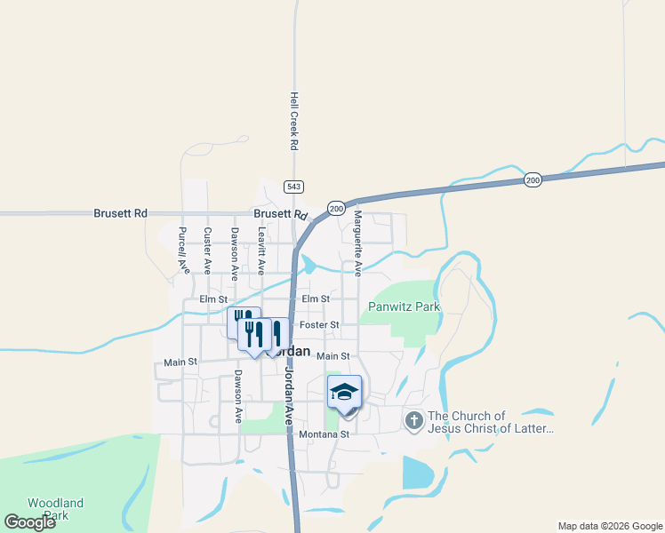 map of restaurants, bars, coffee shops, grocery stores, and more near 222 Attix Street in Jordan