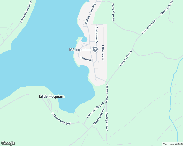 map of restaurants, bars, coffee shops, grocery stores, and more near 181 East Mason Lake Drive East in Grapeview