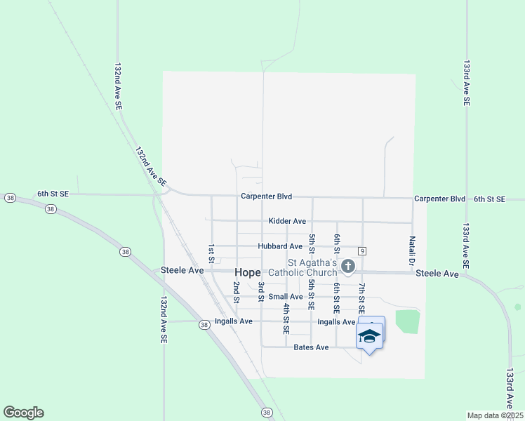 map of restaurants, bars, coffee shops, grocery stores, and more near Carpenter Boulevard in Hope