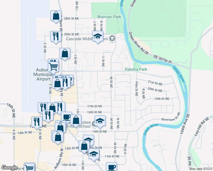 map of restaurants, bars, coffee shops, grocery stores, and more near 2013 M Street Northeast in Auburn