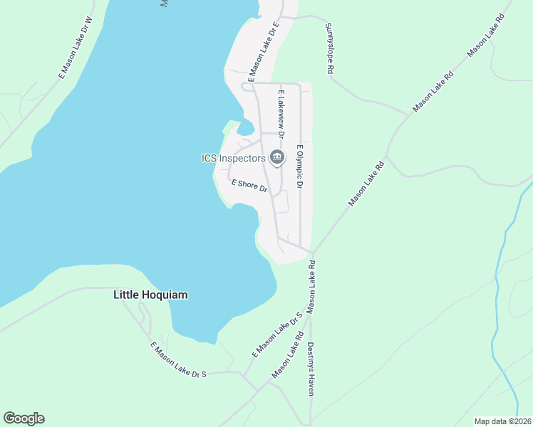 map of restaurants, bars, coffee shops, grocery stores, and more near 181 East Mason Lake Drive East in Grapeview