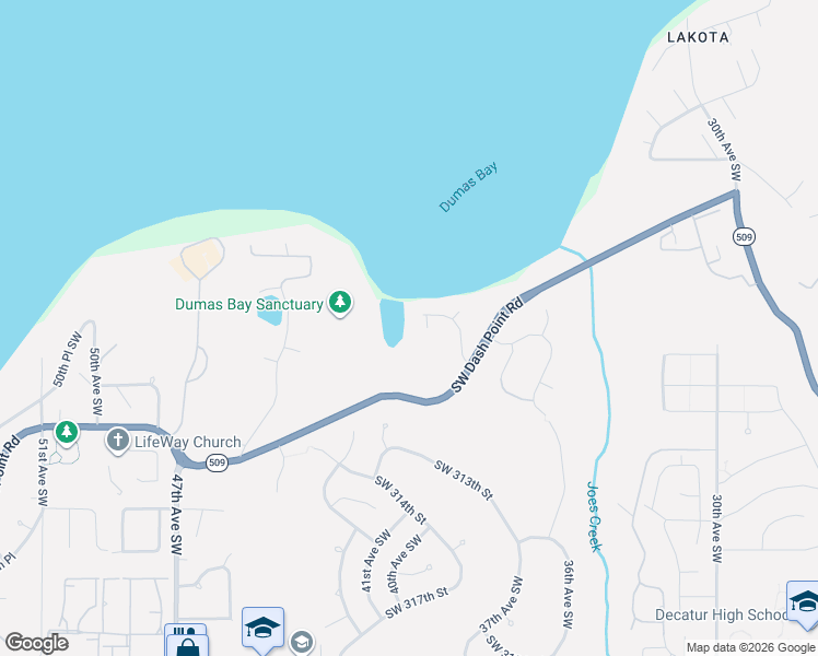 map of restaurants, bars, coffee shops, grocery stores, and more near 31001 39th Avenue Southwest in Federal Way