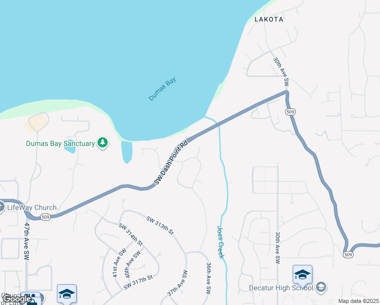 map of restaurants, bars, coffee shops, grocery stores, and more near 3620 Southwest 309th Street in Federal Way