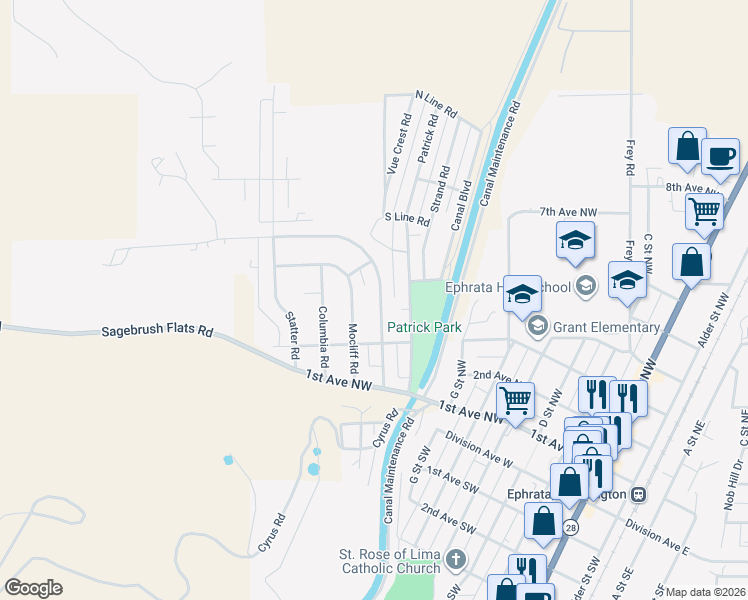 map of restaurants, bars, coffee shops, grocery stores, and more near 245 Maringo Road in Ephrata