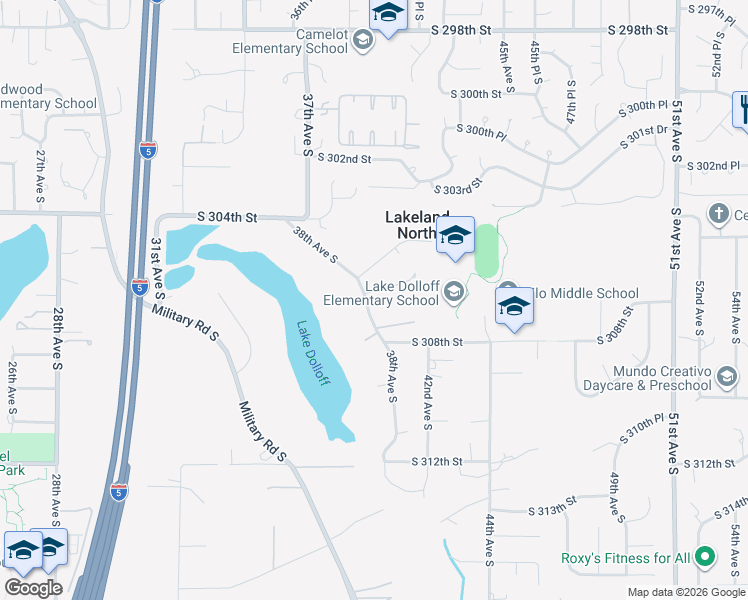 map of restaurants, bars, coffee shops, grocery stores, and more near 3803 South 306th Place in Auburn