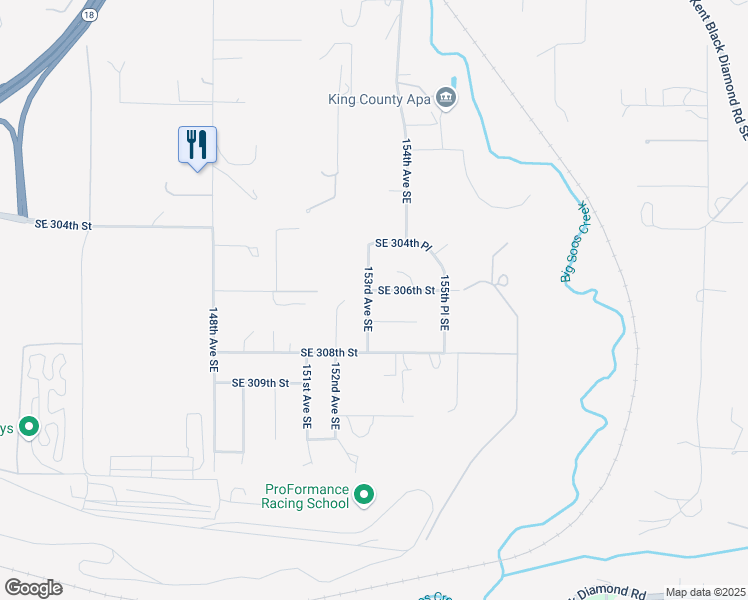 map of restaurants, bars, coffee shops, grocery stores, and more near 30434 153rd Avenue Southeast in Kent