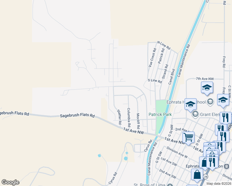 map of restaurants, bars, coffee shops, grocery stores, and more near 297 Statter Road in Ephrata