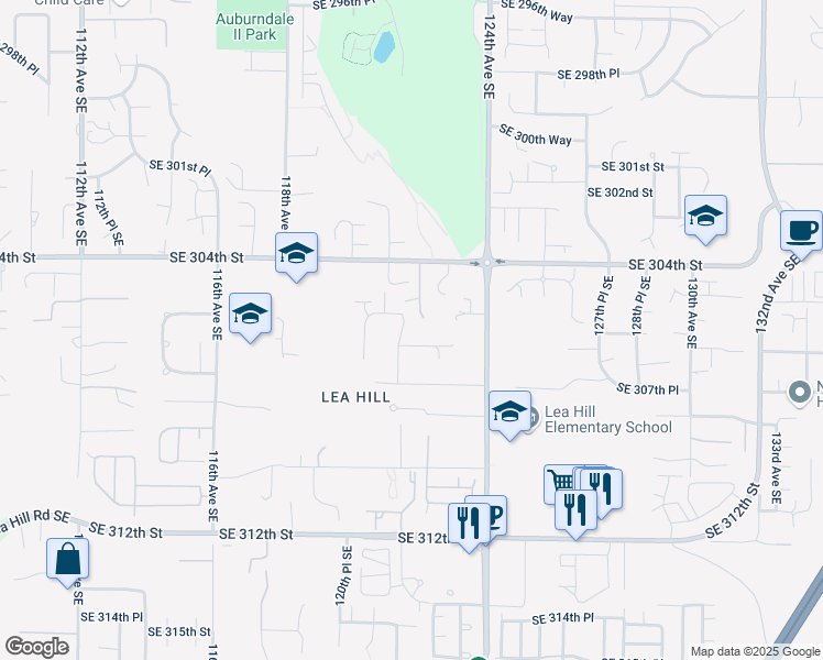 map of restaurants, bars, coffee shops, grocery stores, and more near 30532 122 Avenue Southeast in Auburn