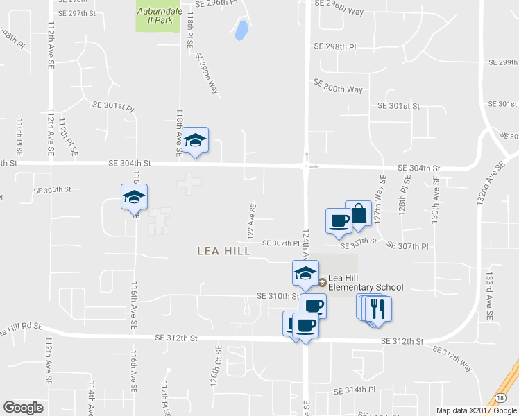 map of restaurants, bars, coffee shops, grocery stores, and more near 30532 122 Avenue Southeast in Auburn