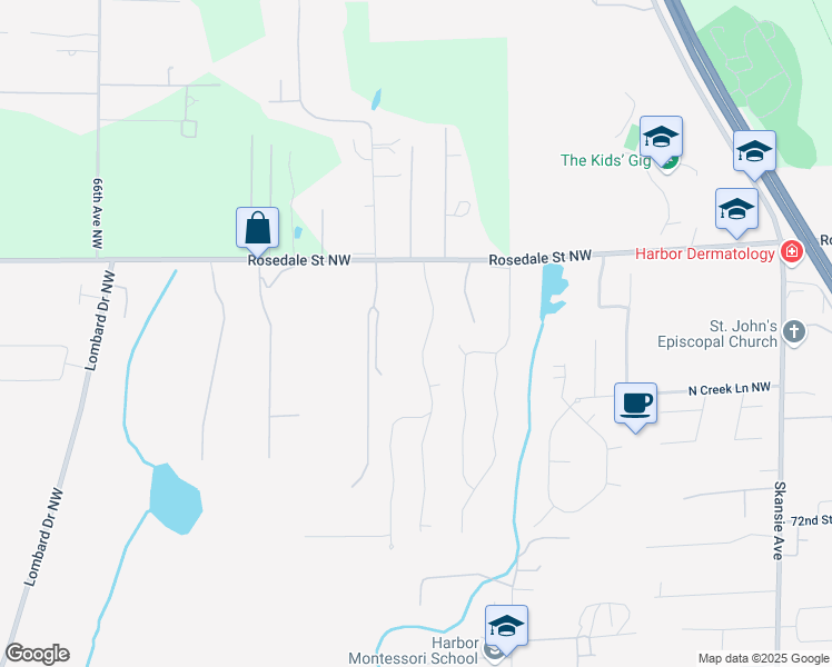 map of restaurants, bars, coffee shops, grocery stores, and more near 7720 56th Avenue Court Northwest in Gig Harbor