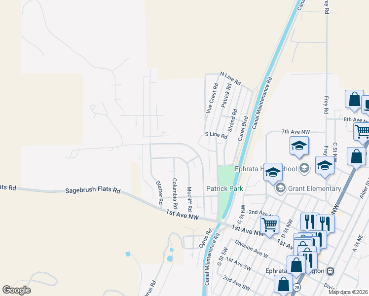 map of restaurants, bars, coffee shops, grocery stores, and more near 329 Maringo Road in Ephrata