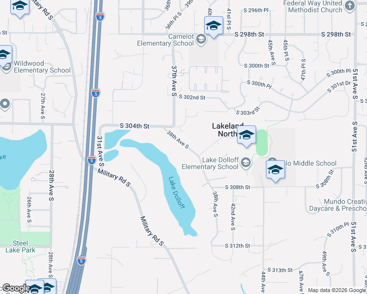 map of restaurants, bars, coffee shops, grocery stores, and more near 30431 38th Avenue South in Auburn