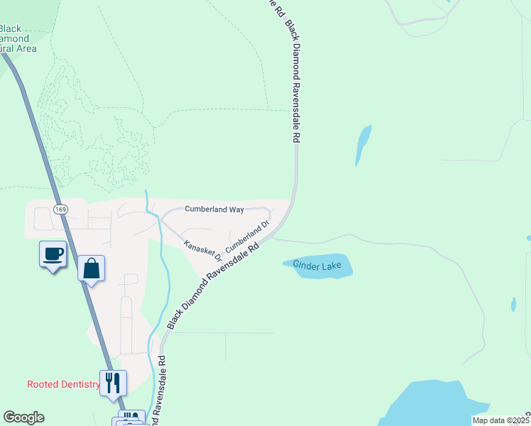 map of restaurants, bars, coffee shops, grocery stores, and more near 25708 Cumberland Way in Black Diamond