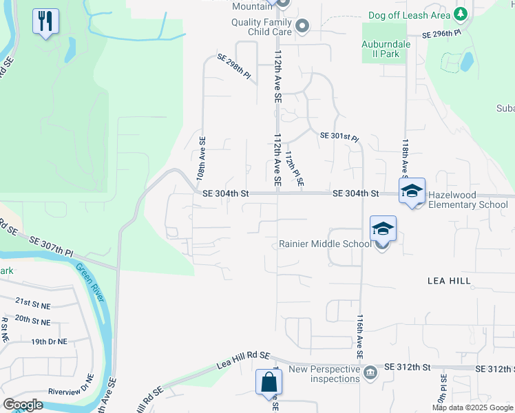 map of restaurants, bars, coffee shops, grocery stores, and more near 11041 Southeast 304th Place in Auburn
