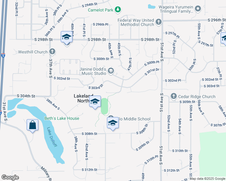 map of restaurants, bars, coffee shops, grocery stores, and more near 30137 46th Avenue South in Auburn