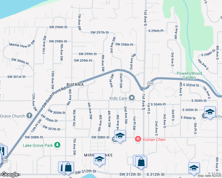 map of restaurants, bars, coffee shops, grocery stores, and more near 30202 4th Place Southwest in Federal Way