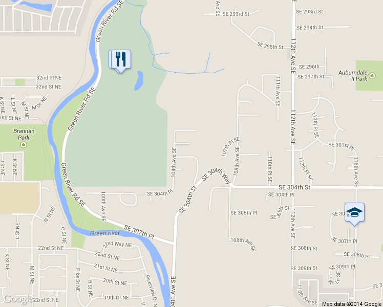 map of restaurants, bars, coffee shops, grocery stores, and more near 10430 Southeast 301st Street in Auburn