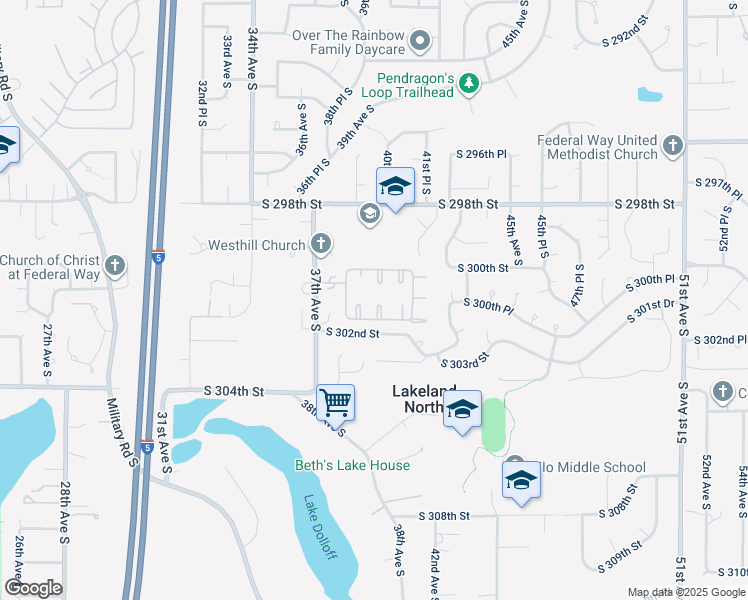 map of restaurants, bars, coffee shops, grocery stores, and more near 3817 South 300th Street in Auburn