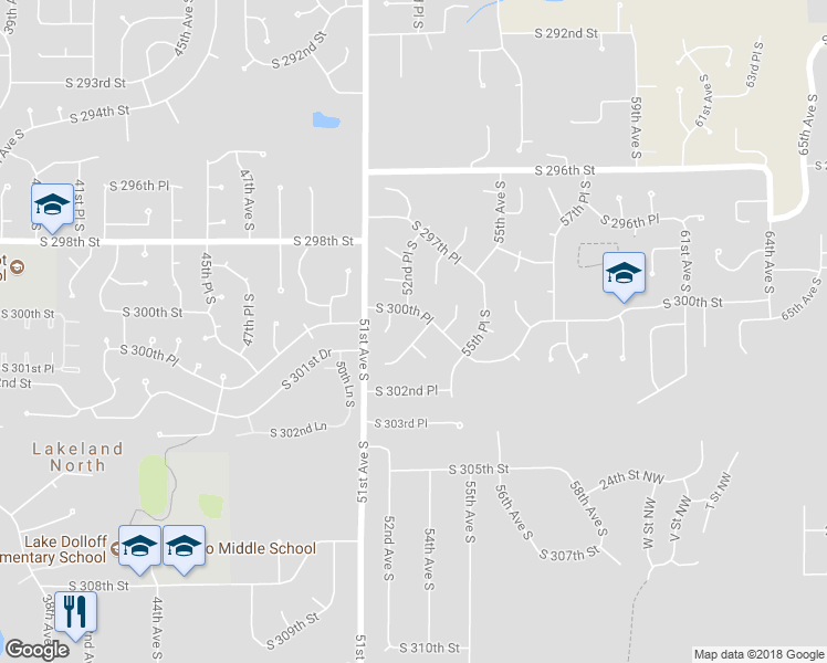 map of restaurants, bars, coffee shops, grocery stores, and more near 30015 53rd Avenue South in Auburn