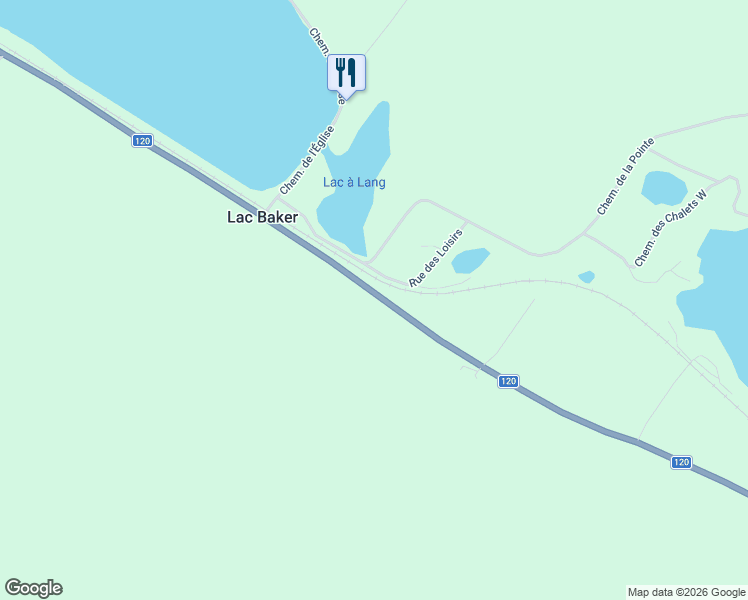 map of restaurants, bars, coffee shops, grocery stores, and more near 5474 Rue Centrale in Lac-Baker