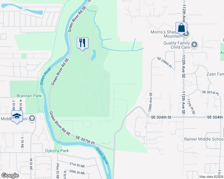 map of restaurants, bars, coffee shops, grocery stores, and more near 30024 104th Avenue Southeast in Auburn