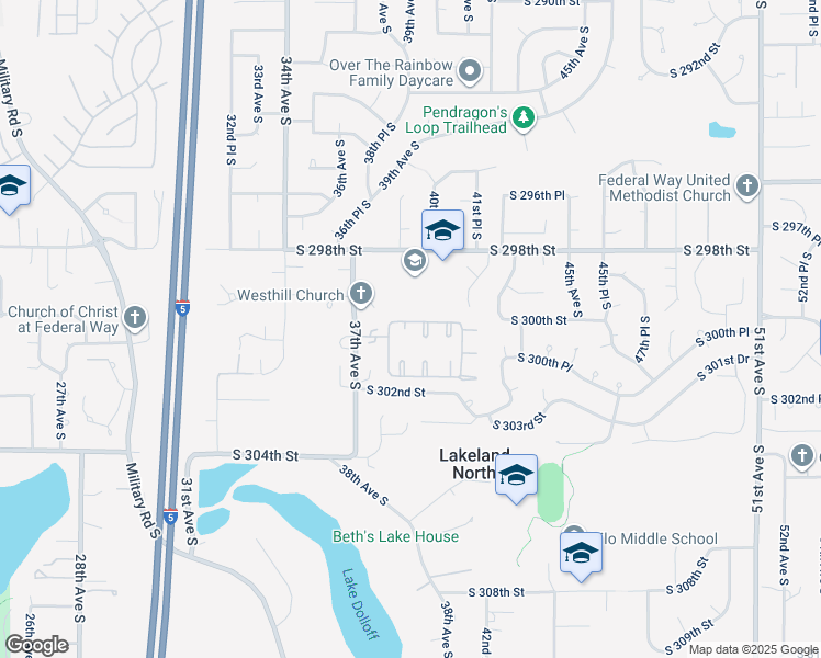 map of restaurants, bars, coffee shops, grocery stores, and more near 3817 South 300th Street in Auburn