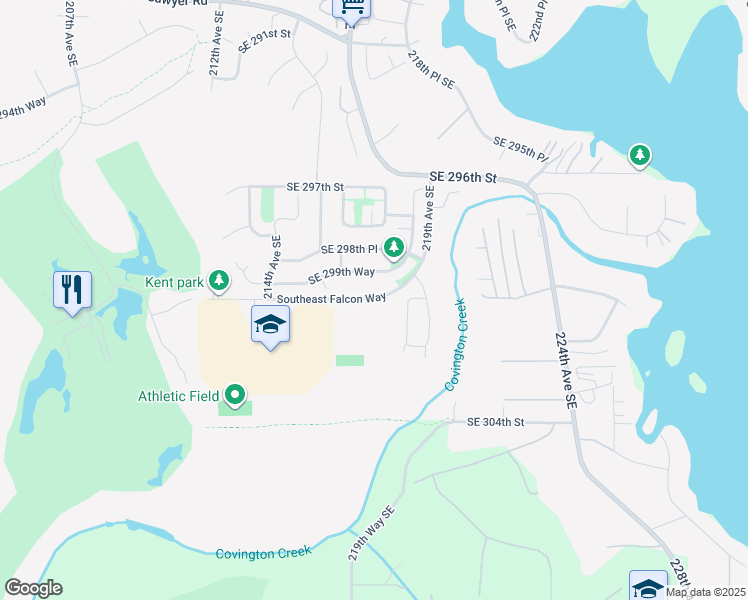 map of restaurants, bars, coffee shops, grocery stores, and more near 21401 Southeast 300th Street in Kent