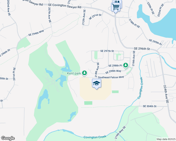 map of restaurants, bars, coffee shops, grocery stores, and more near 21343 Southeast 299th Way in Kent