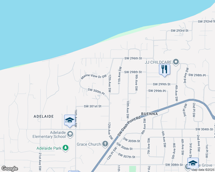 map of restaurants, bars, coffee shops, grocery stores, and more near 29851 12th Avenue Southwest in Federal Way