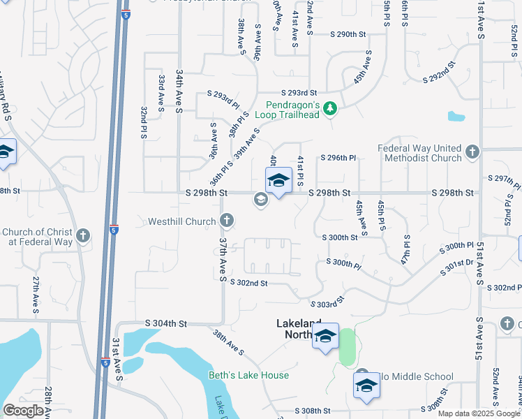map of restaurants, bars, coffee shops, grocery stores, and more near 4041 South 298th Street in Auburn