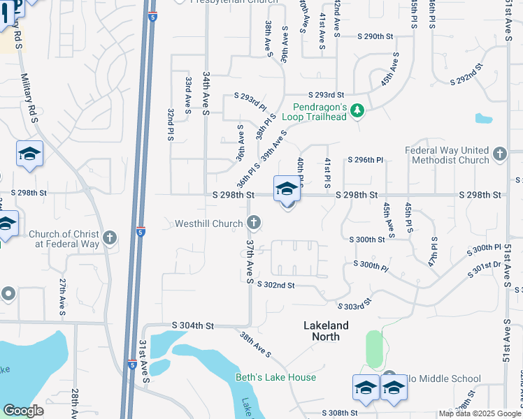 map of restaurants, bars, coffee shops, grocery stores, and more near 29830 37th Avenue South in Auburn
