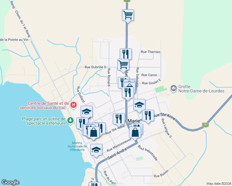 map of restaurants, bars, coffee shops, grocery stores, and more near 9 Rue Ranger in Ville-Marie