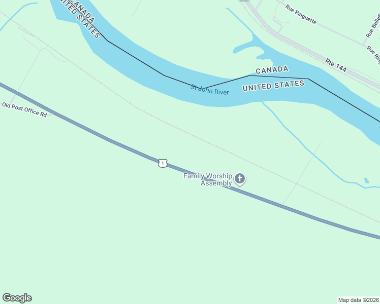 map of restaurants, bars, coffee shops, grocery stores, and more near 1096 Main Street in Madawaska