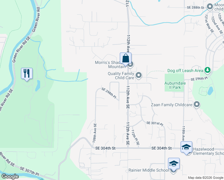 map of restaurants, bars, coffee shops, grocery stores, and more near 29720 110th Avenue Southeast in Auburn