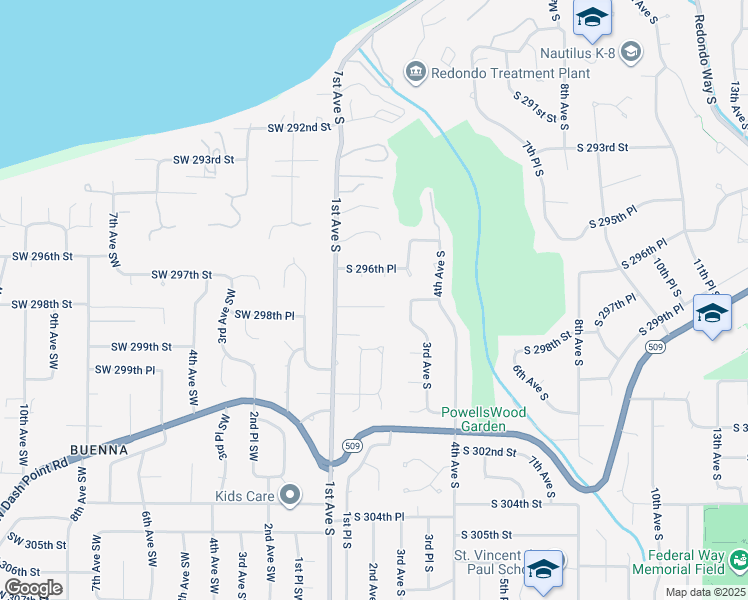 map of restaurants, bars, coffee shops, grocery stores, and more near 140 South 297th Place in Federal Way