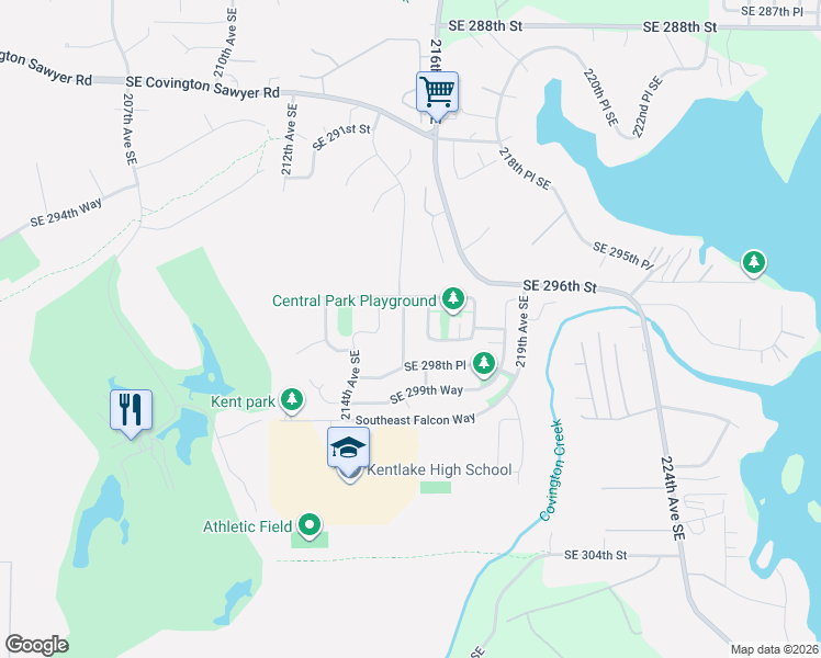 map of restaurants, bars, coffee shops, grocery stores, and more near 29746 215th Terrace Southeast in Kent