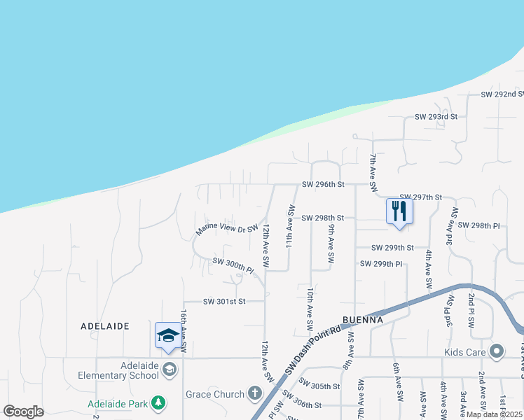map of restaurants, bars, coffee shops, grocery stores, and more near 29661 Marine View Drive Southwest in Federal Way