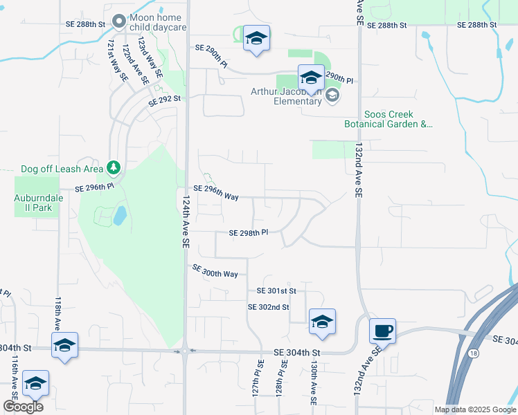 map of restaurants, bars, coffee shops, grocery stores, and more near 29664 127th Place Southeast in Auburn