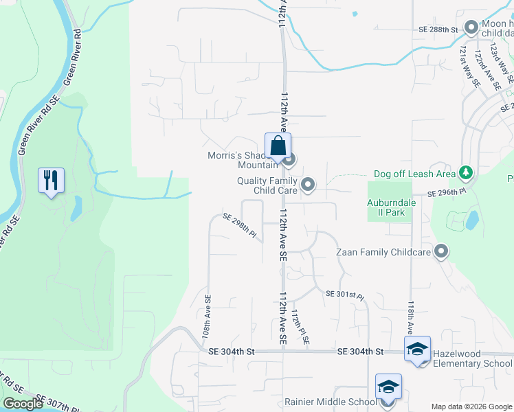map of restaurants, bars, coffee shops, grocery stores, and more near 29720 110th Avenue Southeast in Auburn