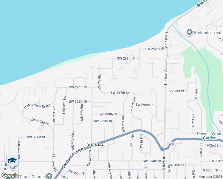 map of restaurants, bars, coffee shops, grocery stores, and more near 501 Southwest 295th Place in Federal Way