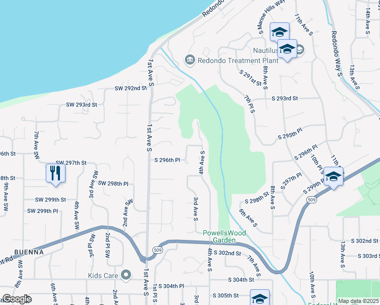 map of restaurants, bars, coffee shops, grocery stores, and more near 29512 3rd Avenue South in Federal Way