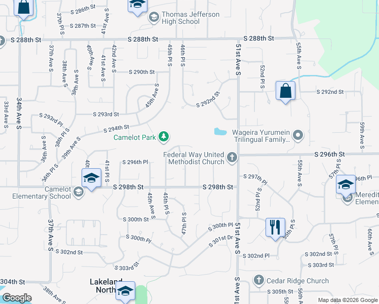 map of restaurants, bars, coffee shops, grocery stores, and more near 4721 South 295th Place in Auburn