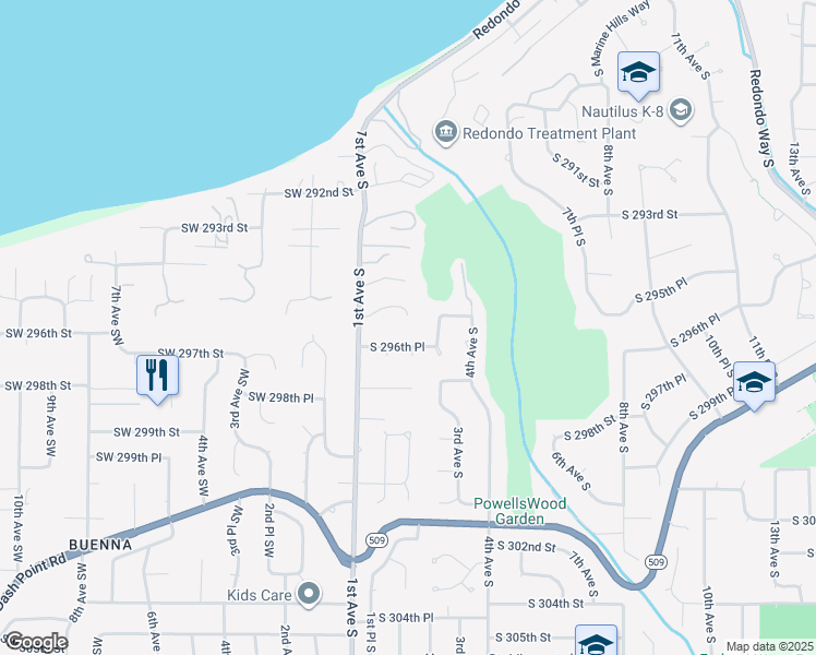 map of restaurants, bars, coffee shops, grocery stores, and more near 167 S 295th Pl in Federal Way